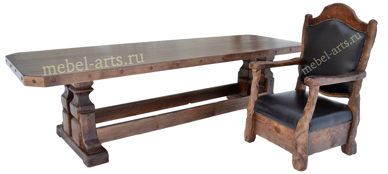 Кресло Викинг и стол из массива сосны